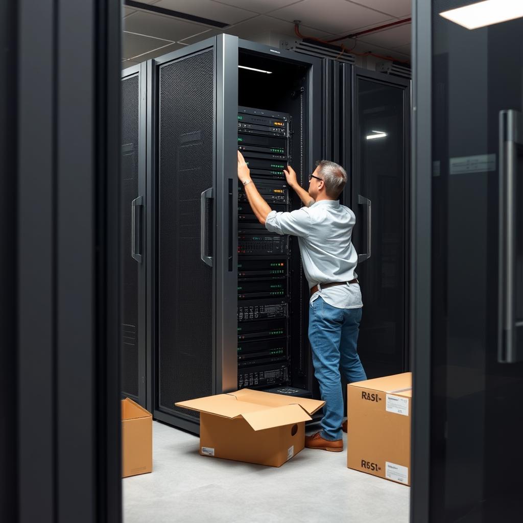 Human installing new server 2 - AI Generation