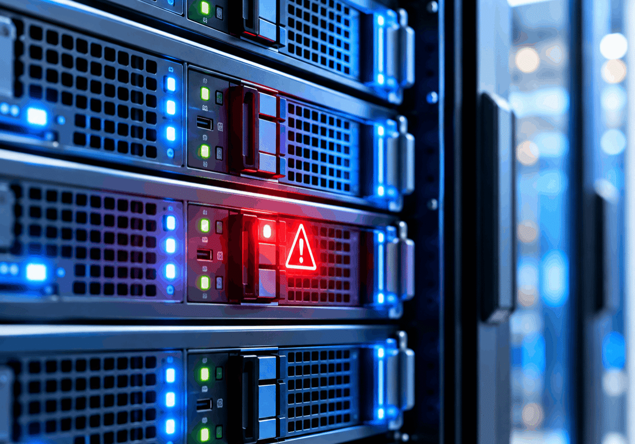 Blue-Server-Rack-with-Red-Alert