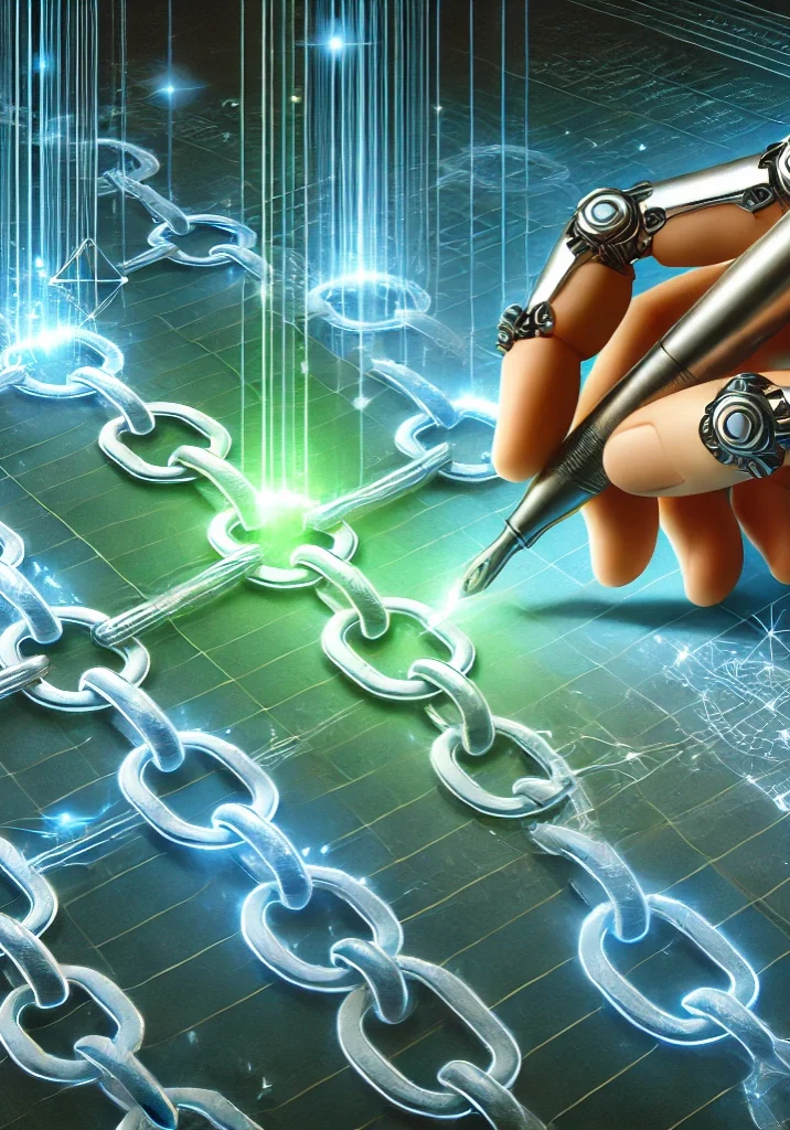 DALL&middot;E 2025-01-24 17.02.58 - A conceptual illustration of protecting or repairing Excel links. The image shows a glowing digital spreadsheet with interconnected cells represented