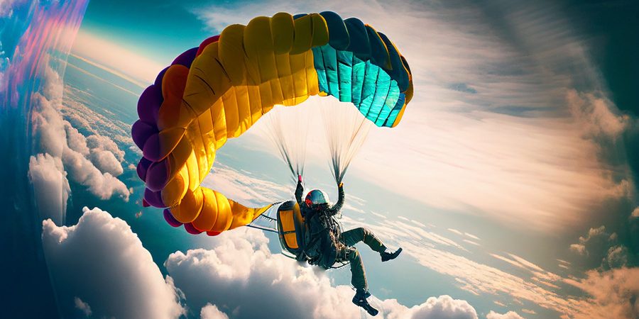 Man parachuting