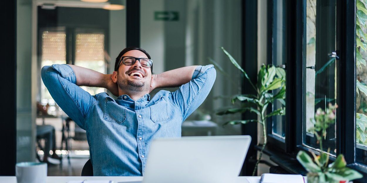 Man relaxing in the office