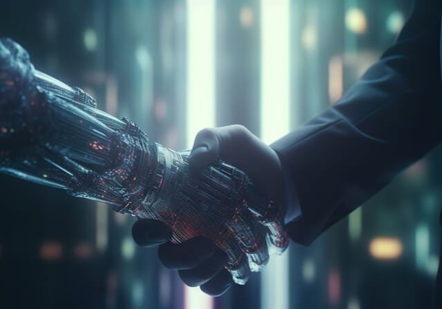 Human shaking a robot's hand